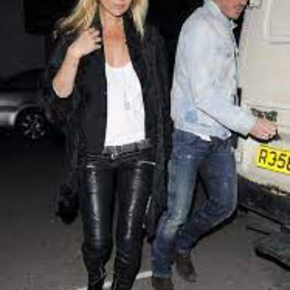 Kate Moss x Topshop Black Faux Leather Skinny Moto Retro Skinny Pants Size 6 - Picture 5 of 16